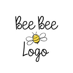 Handdrawn Bee icon with text. Vector illustration.