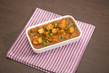 Paneer Masala with Peas or Cheese Cooked with Peas, Indian Dish