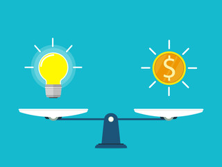 balance scales idea coin flat vector