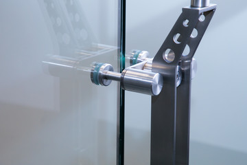 Closeup Modern glass fence.