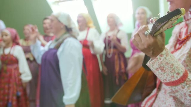Russian folk ensemble performs ethnic songs and dances