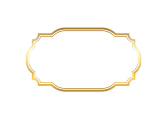 Gold frame. Beautiful simple golden design. Vintage style decorative border isolated white background. Elegant gold art frame. Empty copy space decoration, photo, banner Vector illustration