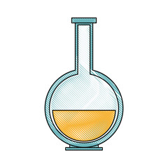 school chemical laboratory flask with liquid and smoke