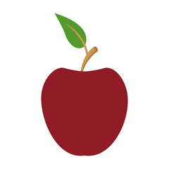 red apple fruit with green leaves