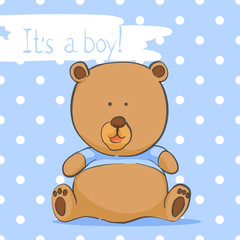 Postcard with a bear cub for a boy
