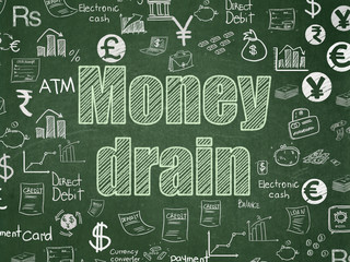 Fototapeta na wymiar Currency concept: Money Drain on School board background