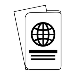 passport with paper coming out icon image