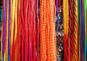 colorful threads for decoration, prayers, festivals, and art work