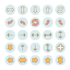 Collection of vector flat arrows linear icons