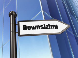 Finance concept: sign Downsizing on Building background