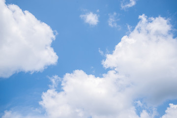 Fantastic soft white clouds against blue sky background