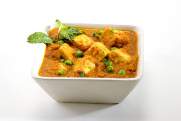 Cheese Cooked with Peas, Indian Dish