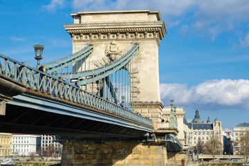 Fototapeta premium Szechenyi Chain Bridge-one of the most beautiful bridges of Budapest, Hungary