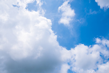 Fantastic soft white clouds against blue sky background