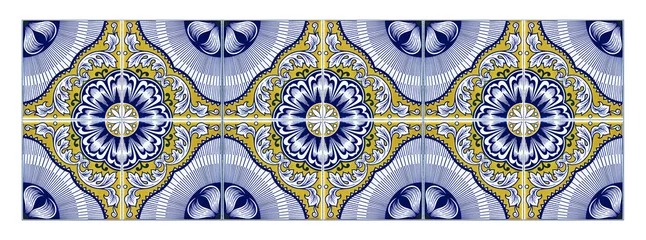 Foto op Plexiglas Portugese tegeltjes Typische Portugese decoraties met gekleurde keramische tegels - naadloze textuur