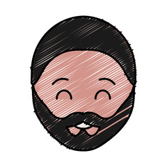 man with beard icon over white background vector illustration
