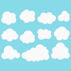 Clouds Collection On Blue Background