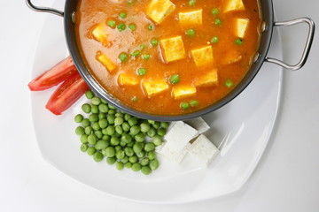 Cheese Cooked with Peas, Indian Dish
