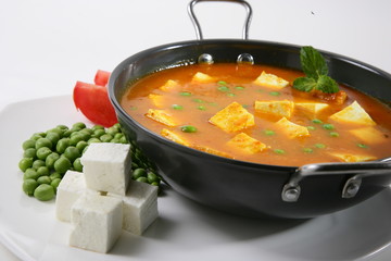 Cheese Cooked with Peas, Indian Dish