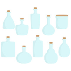 Empty Bottles Collection In White Background