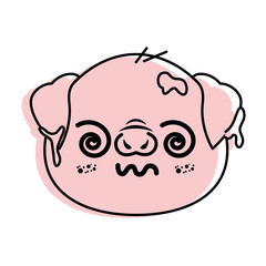 isolated cute pig face