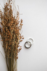 Hay flower with two ring on white background