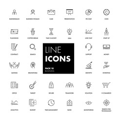 Line icons set. Business