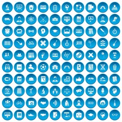 100 student icons set blue