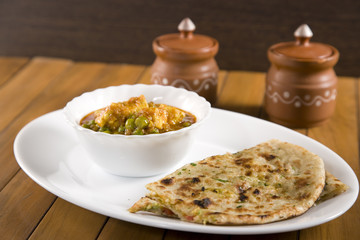 Cheese Cooked with Peas, Indian Dish