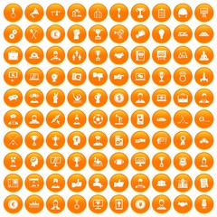 100 leadership icons set orange
