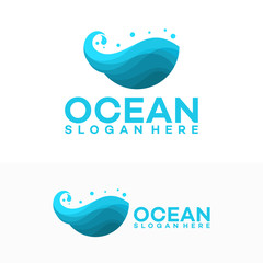 Abstract design of ocean logo with waves. Vector illustration