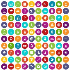 100 church icons set color