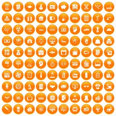 100 loans icons set orange