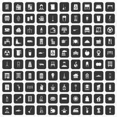 100 cleaning icons set black
