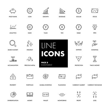 Line icons set. Investment 