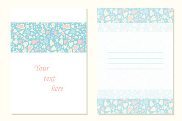 Template for greeting card with hearts