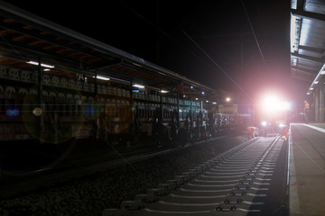 Gleisarbeiten bei Nacht