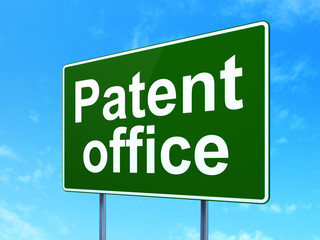 Law concept: Patent Office on road sign background