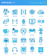 Modern thin line icons set of entertainment. Premium quality outline symbol set. Simple linear pictogram pack. Editable line series