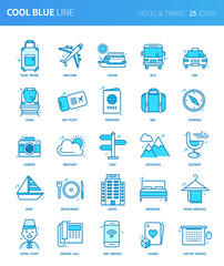 Modern thin line icons set of  hotel & travel. Premium quality outline symbol set. Simple linear pictogram pack. Editable line series