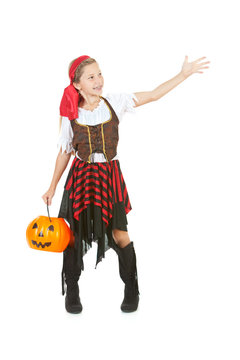 Halloween: Trick or Treat Pirate Gestures to Side