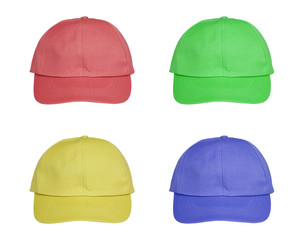 set colorful hat isolated on white background