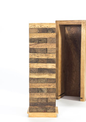 Close up Jenga on white background