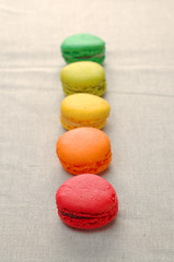 Delicious assortment of colored macaroons.
