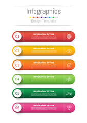 Infographic design elements for your business with 6 options, parts, steps or processes, Vector Illustration.