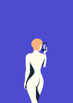 Woman Taking a Naked Selfie