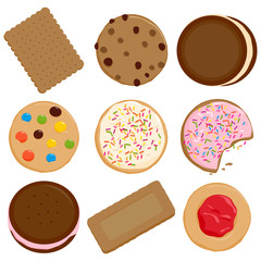 Cookies and biscuits. Vector illustration collection