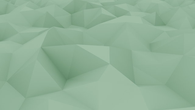 Abstract polygonal green background. 3D rendering