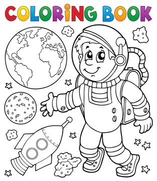 Coloring book astronaut theme 1