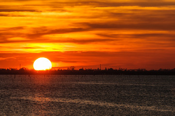 Sunset at the lagoon near Chioggia, Italy